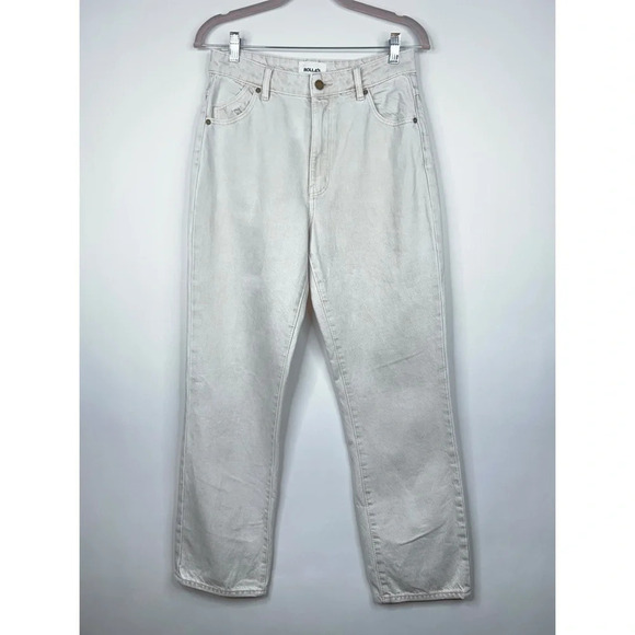 Rolla's High Rise Original Straight Jeans Cream Neutral 100% Cotton Size 28